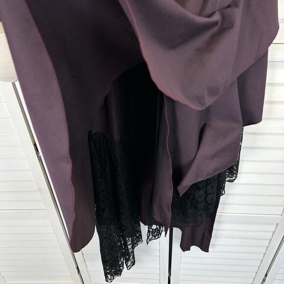 New Dracula Clothing Steampunk Wrap Skirt Purple Black Tier Ruffle Lace Size 16 - Picture 4 of 9